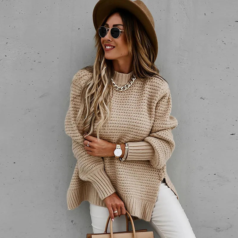 Casual V-neck Knitted Pullover Sweater