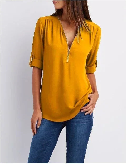 Summer V-Neck Loose Blouse