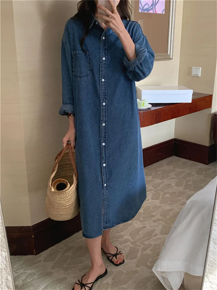 Casual Denim Shirt Dress