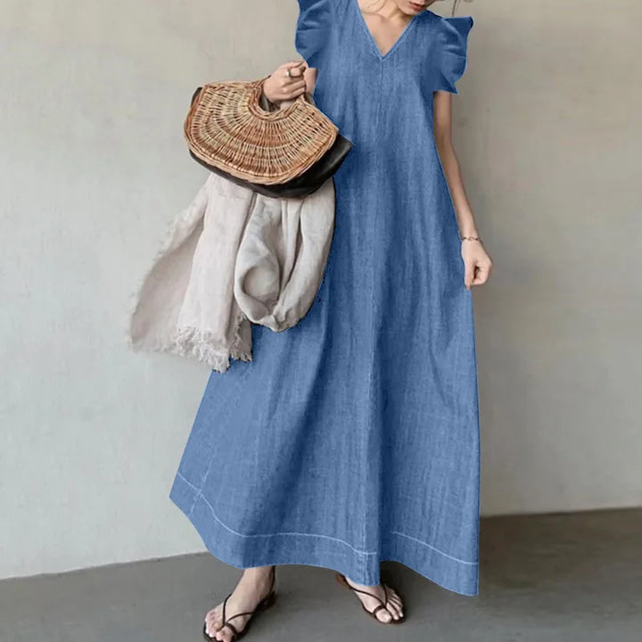 Bohemian V-Neck Denim Dress