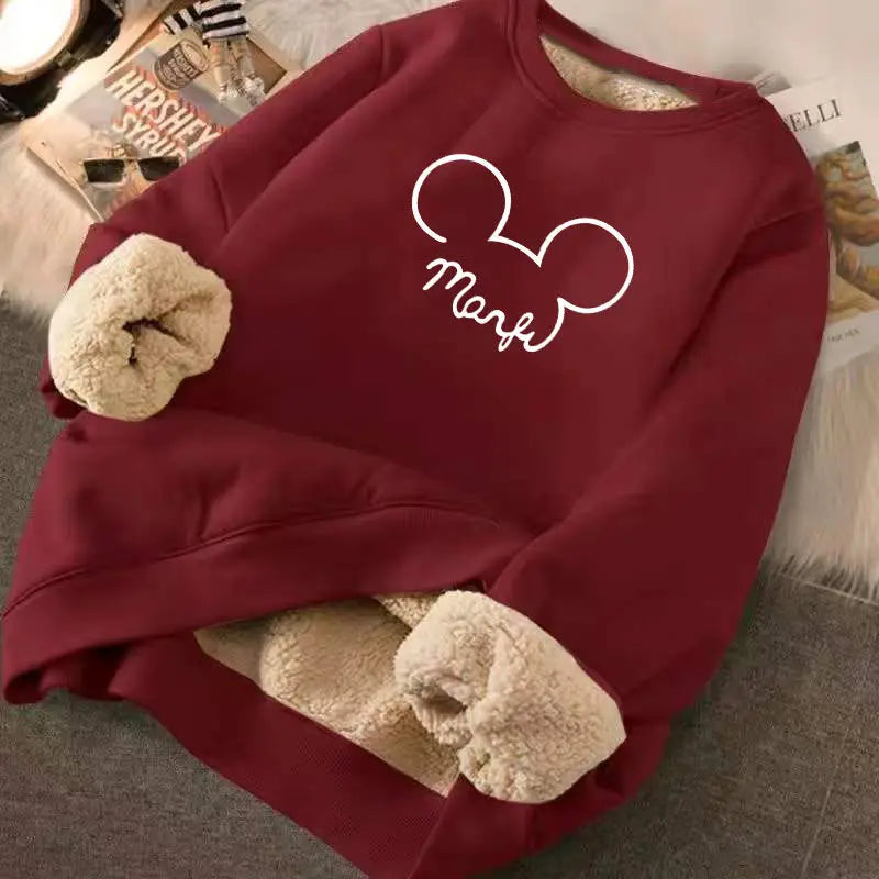 Cartoon Print Hoodies Velvet Cashmere Fleece Sweatshirt