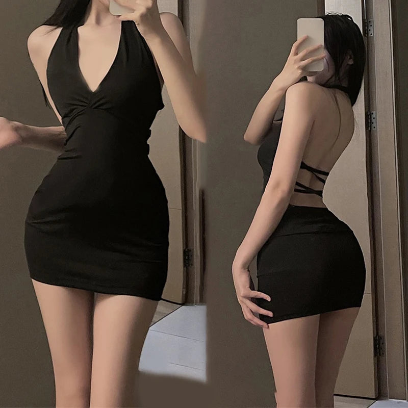 Seductive V-Neck Backless Mini Dress