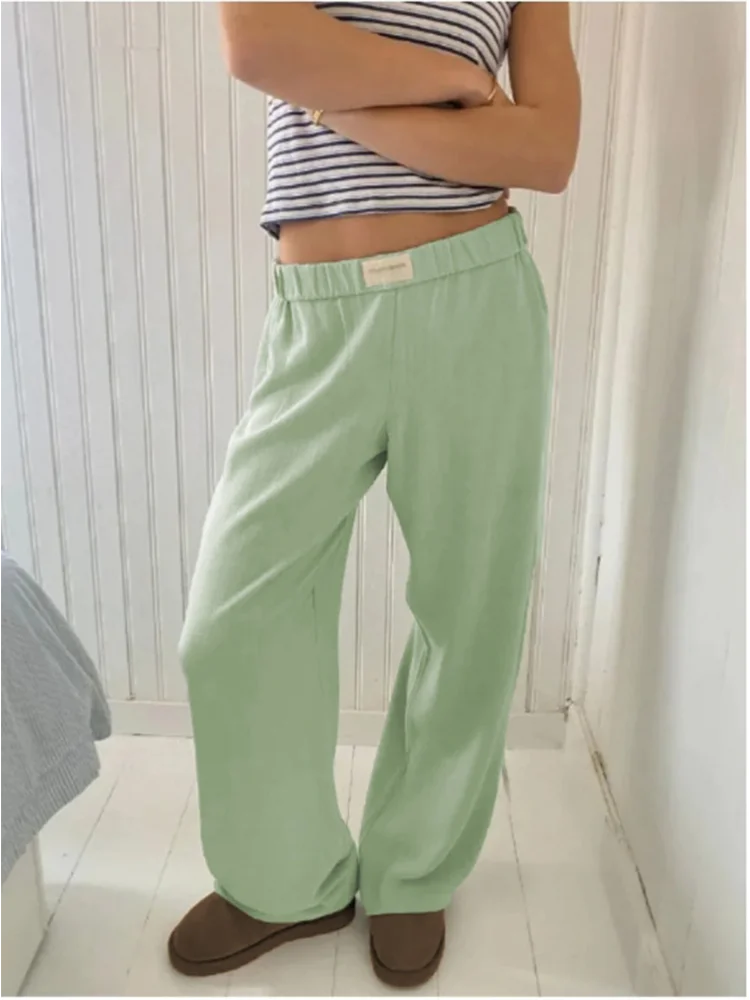 Loose Elastic Waist Cotton Striped Wide Leg Y2K Pants