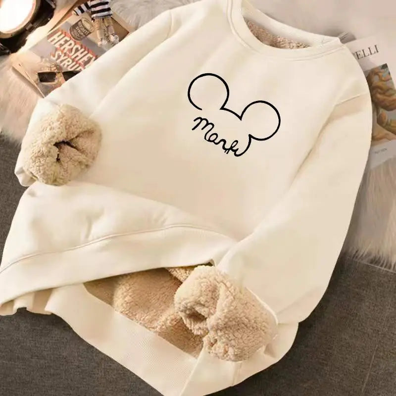 Cartoon Print Hoodies Velvet Cashmere Fleece Sweatshirt