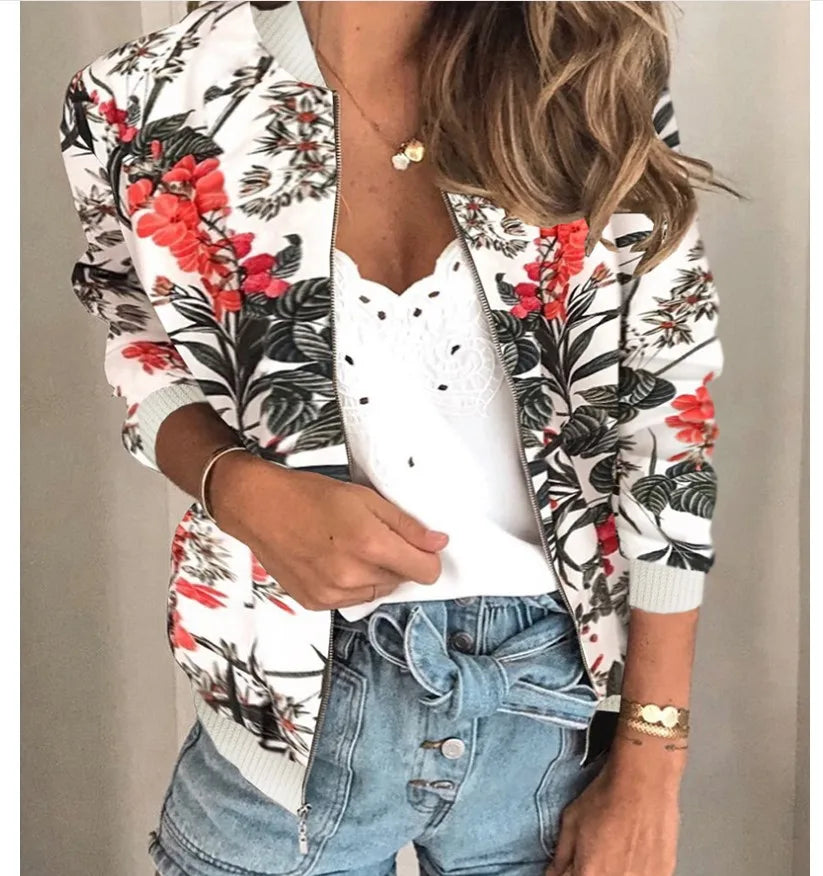 Elegant Women Zipper Bomber Jacket