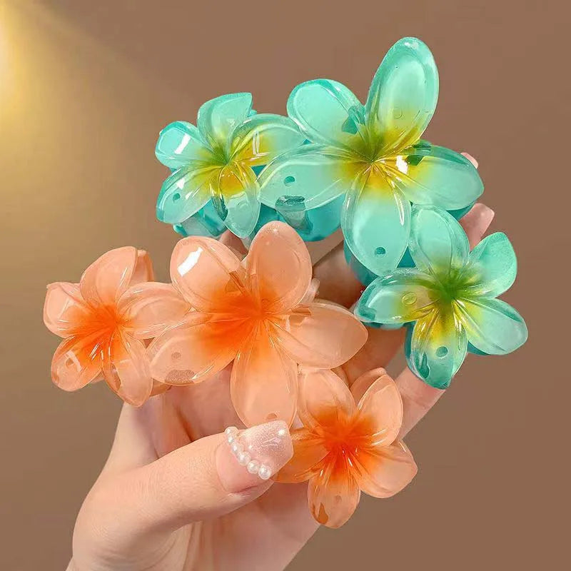 Gradient Flower Hair Claw Clips