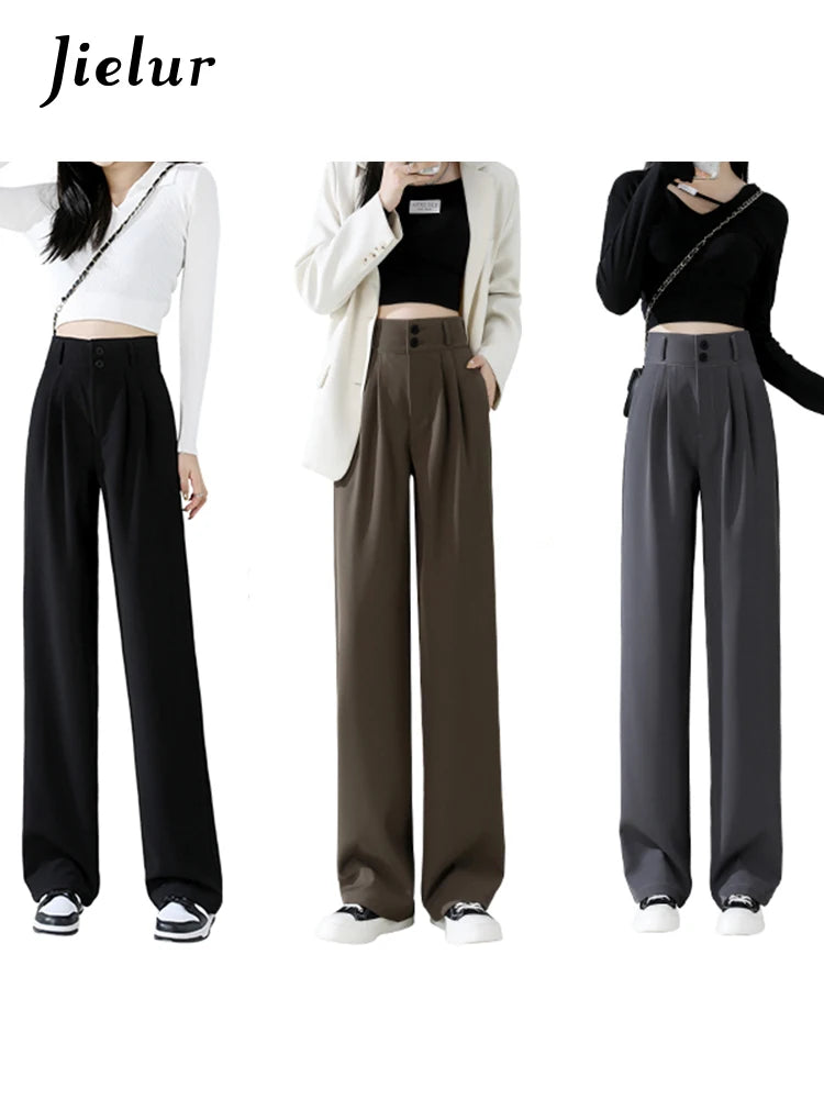 High Waist Wide Leg Coffee Trousers