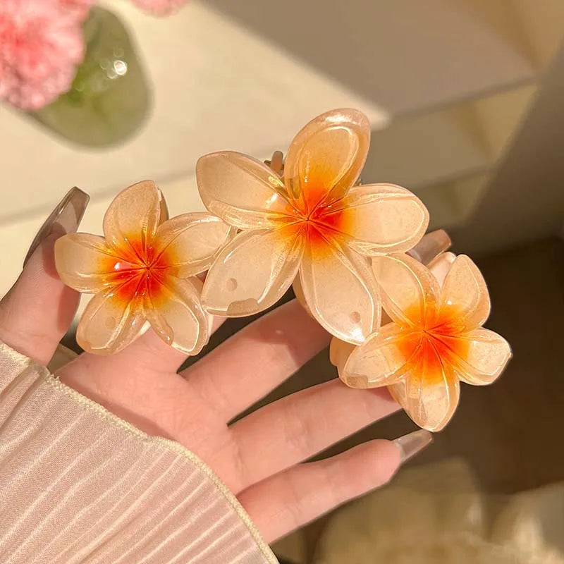 Gradient Flower Hair Claw Clips