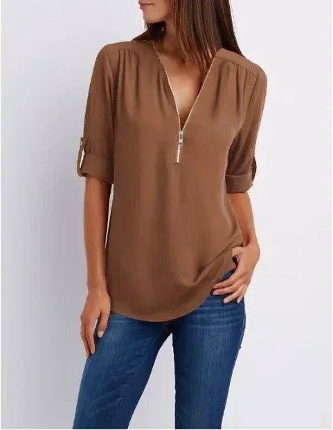 Summer V-Neck Loose Blouse