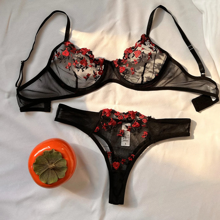 Sexy Embroidered Bra Set