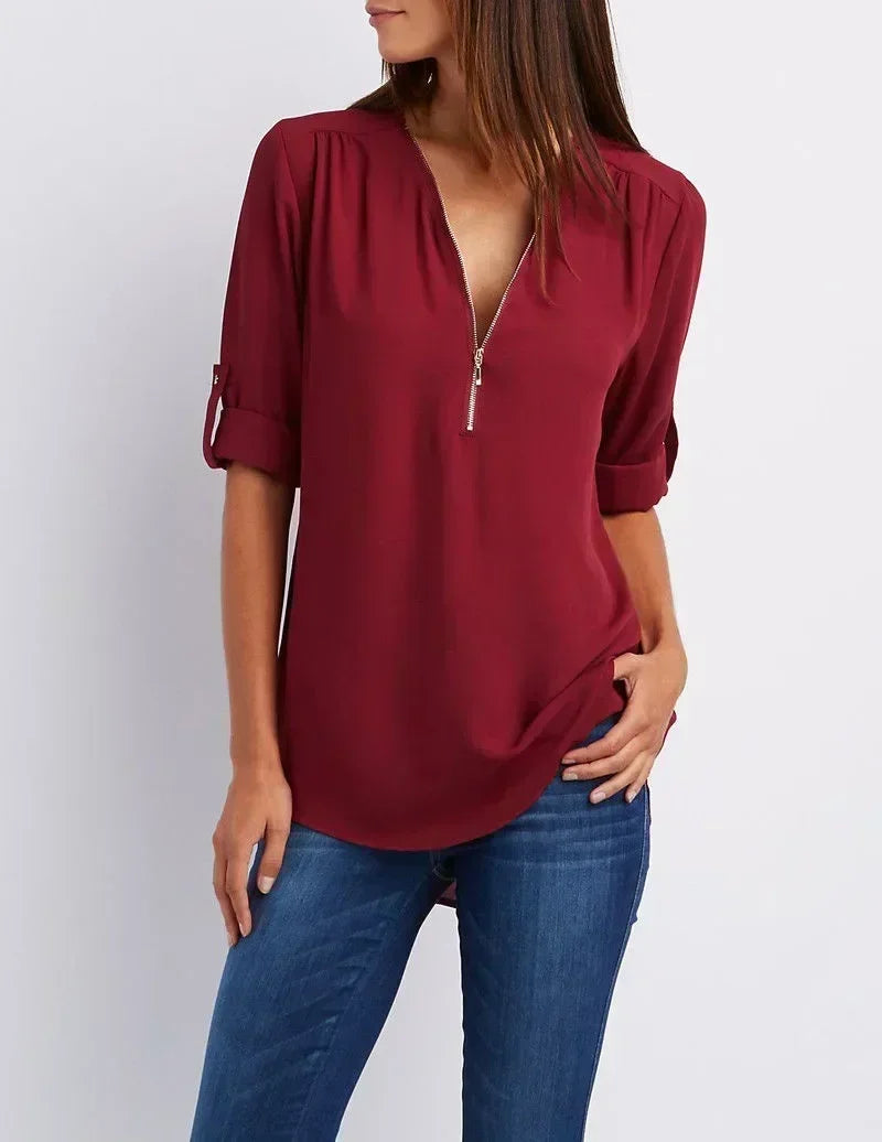 Summer V-Neck Loose Blouse