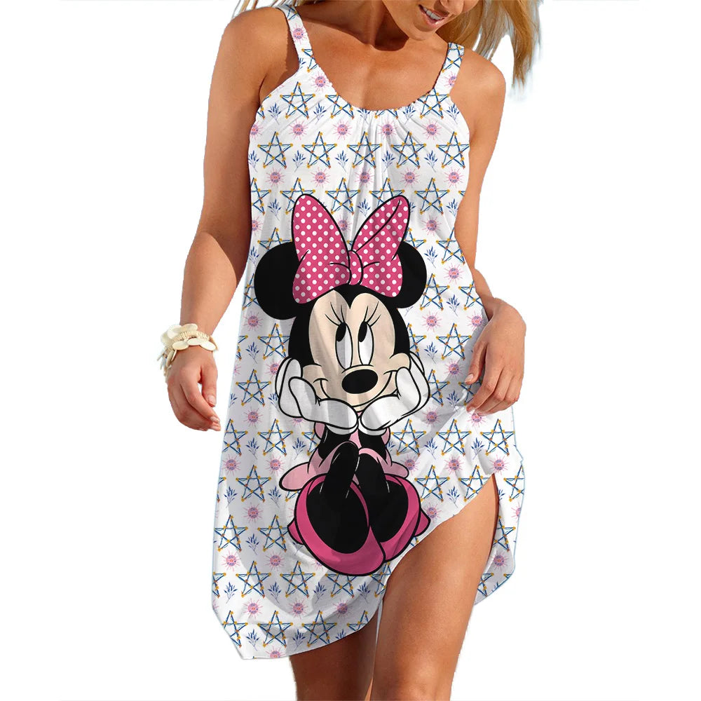 Disney Mickey Minnie 3D Print Slip Dress