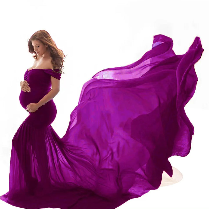 Elegant Off-Shoulder Maternity Gown