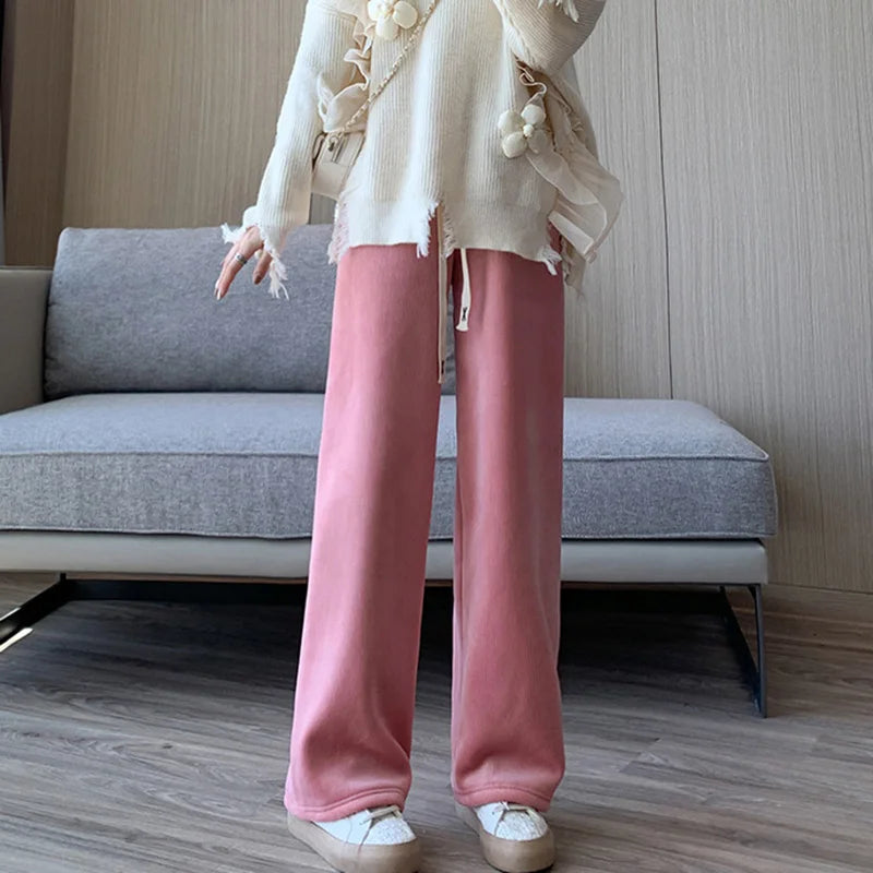 Elastic Waist Wide Leg Long Pants