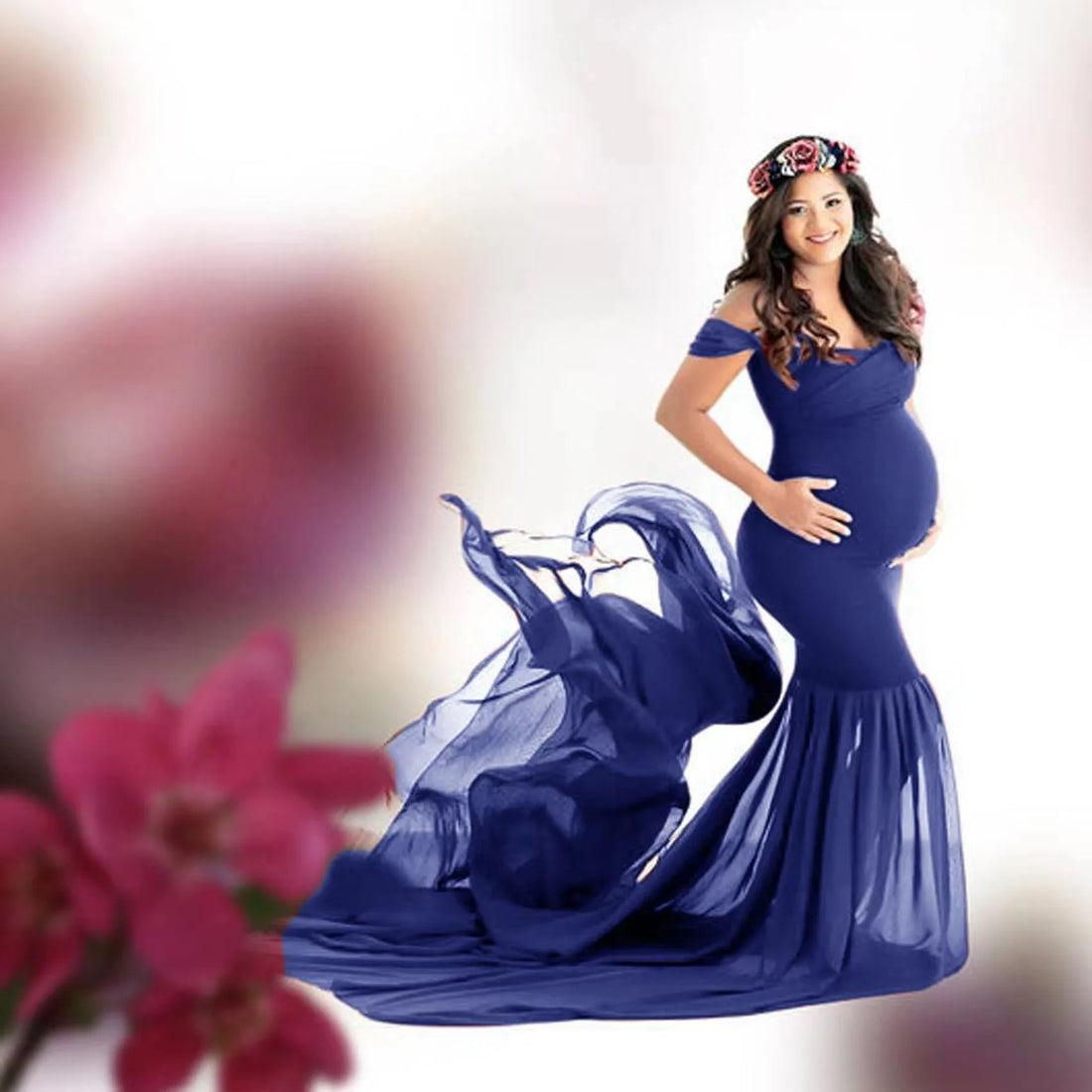 Elegant Off-Shoulder Maternity Gown