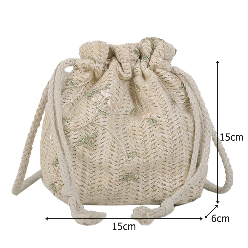 Summer Woven Drawstring Bag