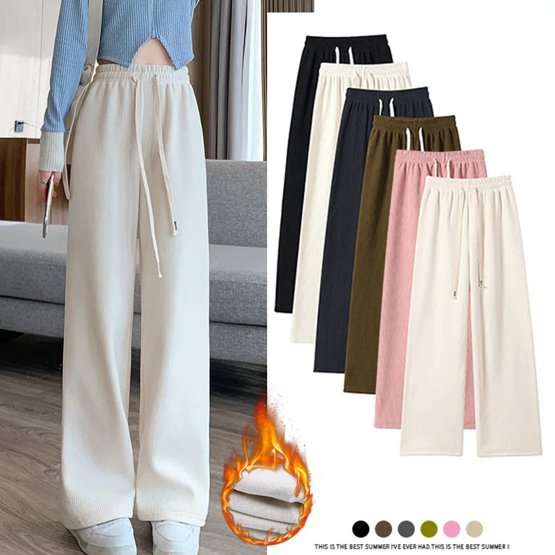 Elastic Waist Wide Leg Long Pants