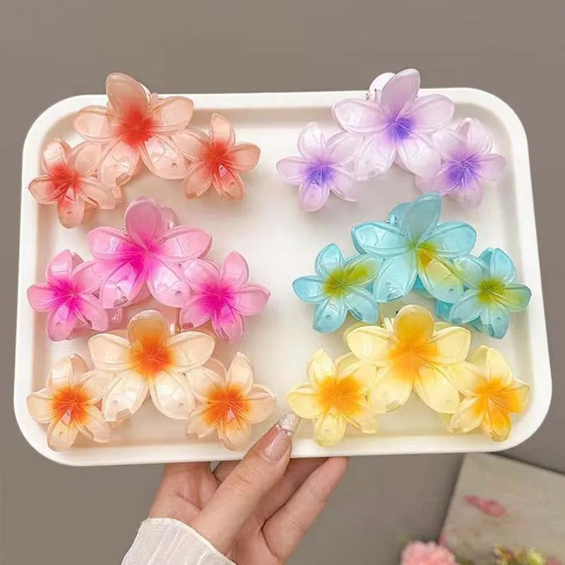 Gradient Flower Hair Claw Clips