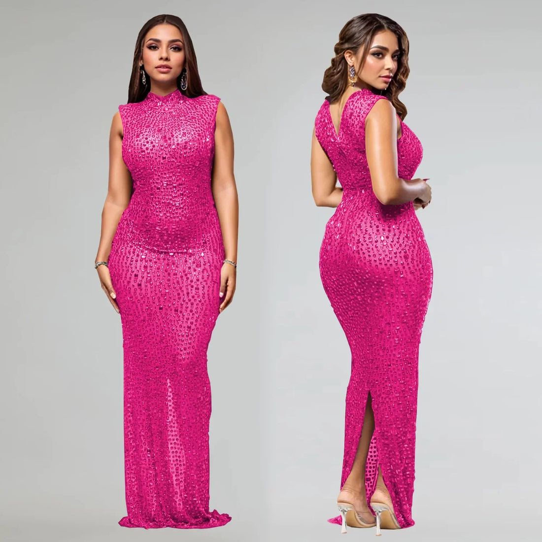 Rhinestone Bodycon Maxi Dress