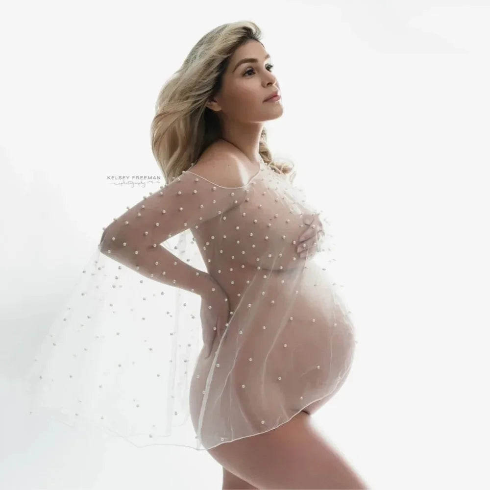 Sexy Tulle Pearl Maternity Dress