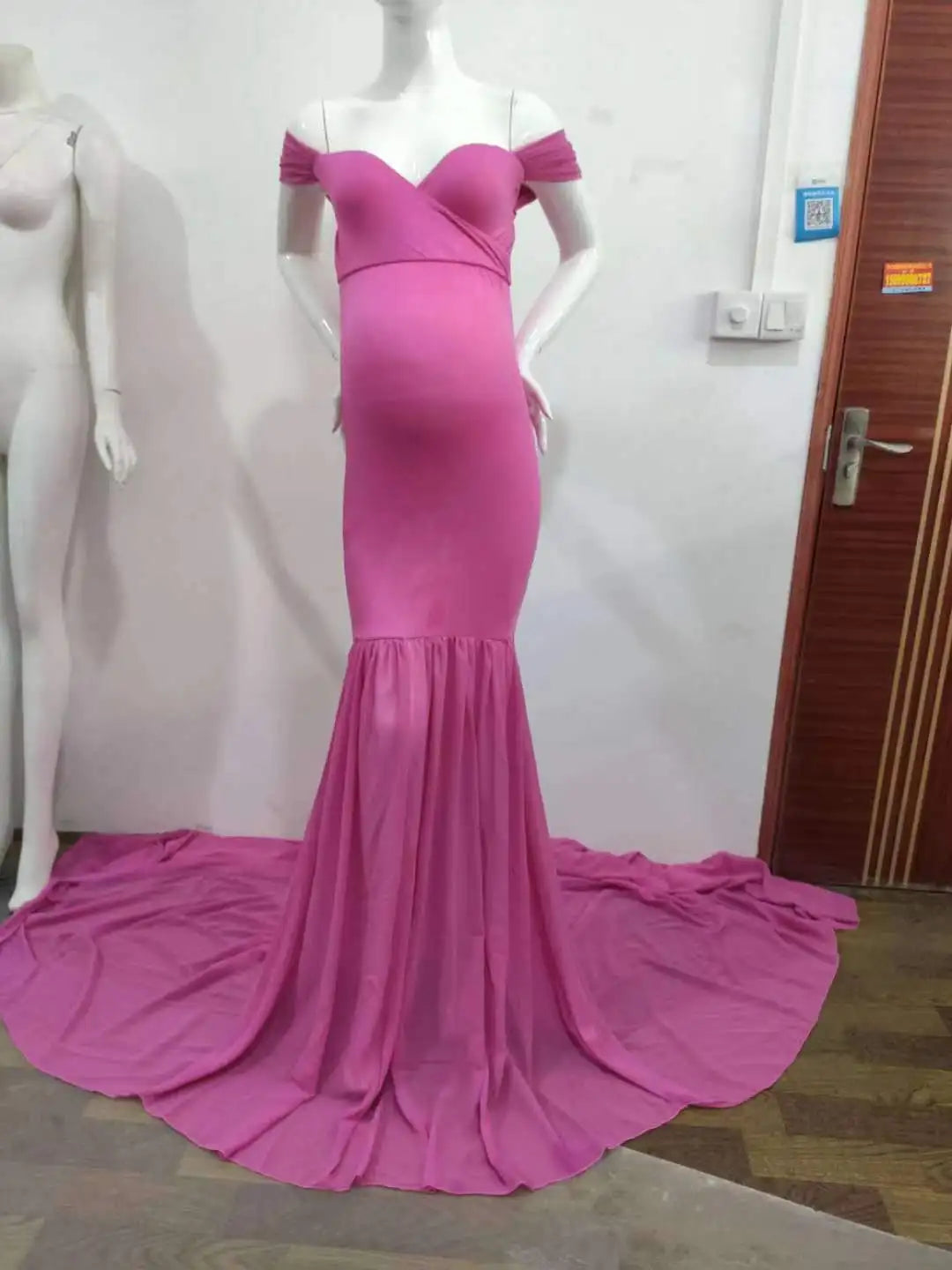 Elegant Off-Shoulder Maternity Gown