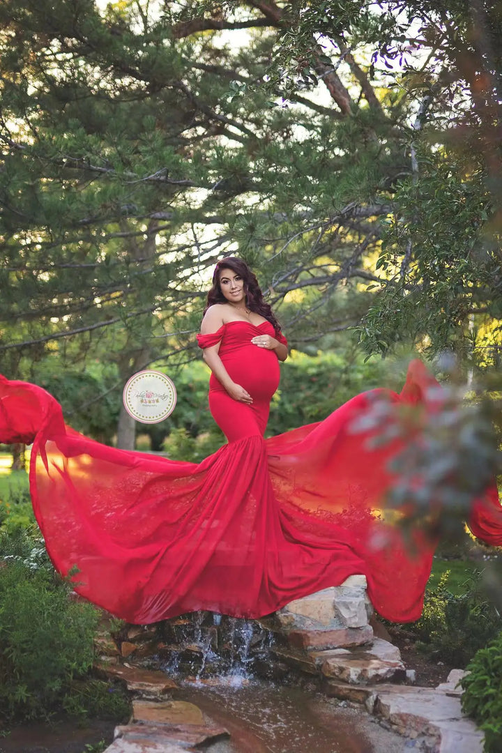 Elegant Off-Shoulder Maternity Gown