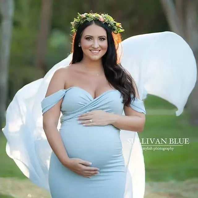 Elegant Off-Shoulder Maternity Gown