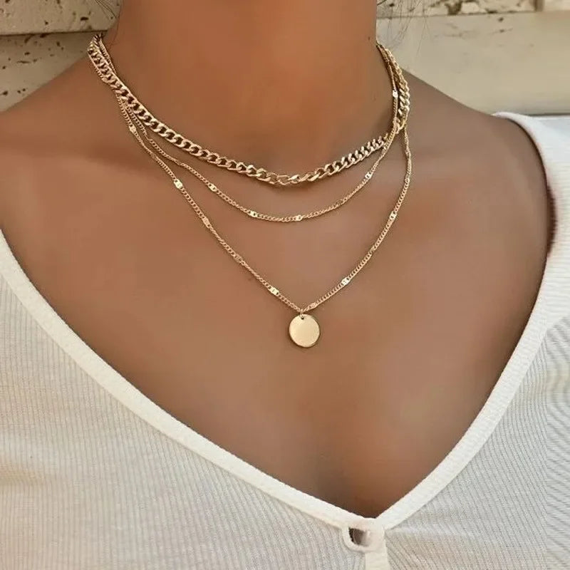 Multi-Layer Stacking Necklace Small Strip Pendant Clavicle Chain