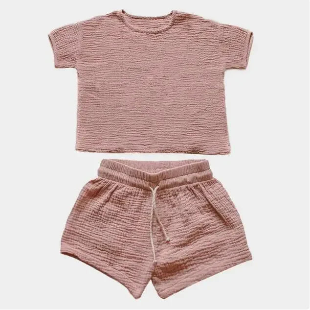 Summer Girls Muslin Cotton Shirt and Shorts Set