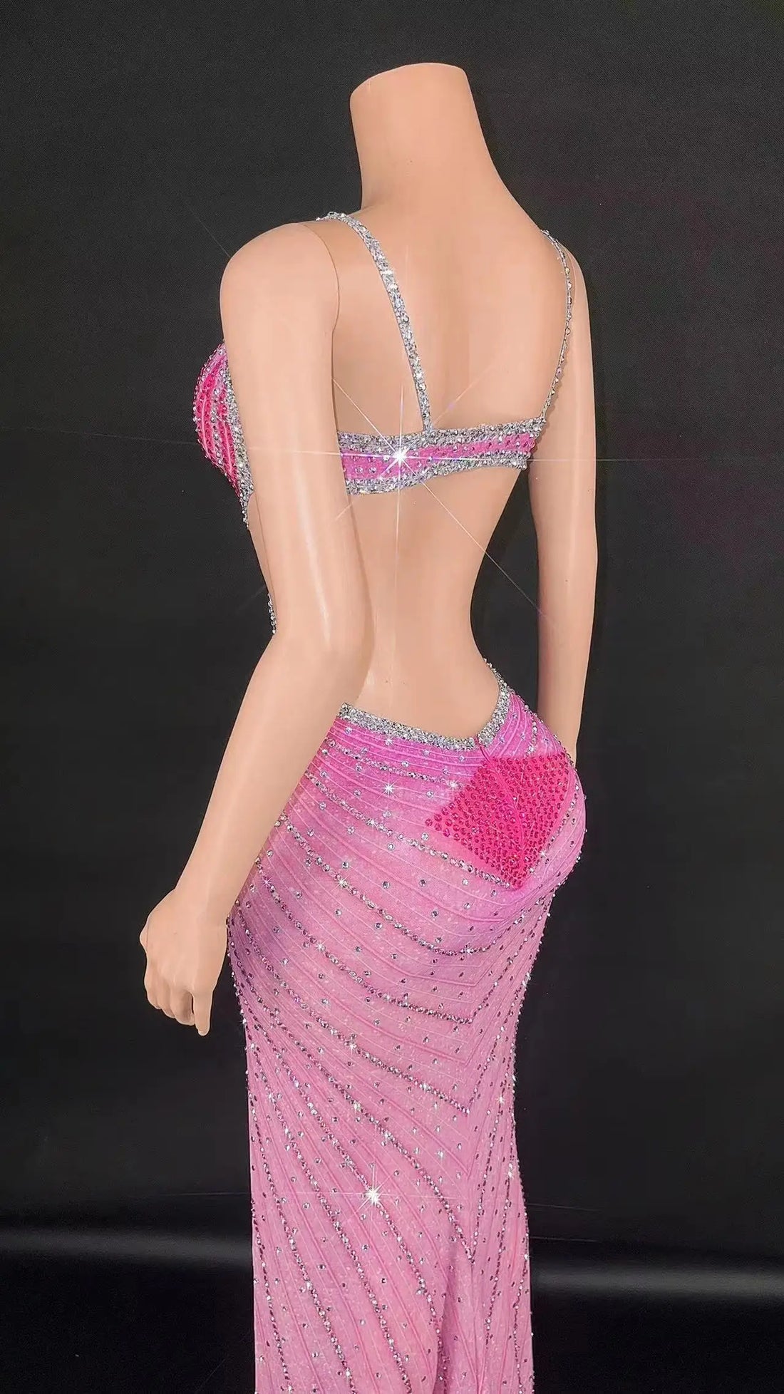 Backless Sparkly Rhinestone Sexy Dress