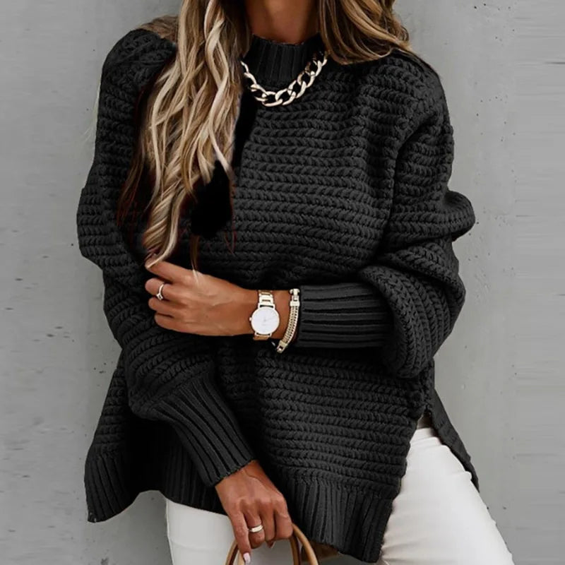 Casual V-neck Knitted Pullover Sweater