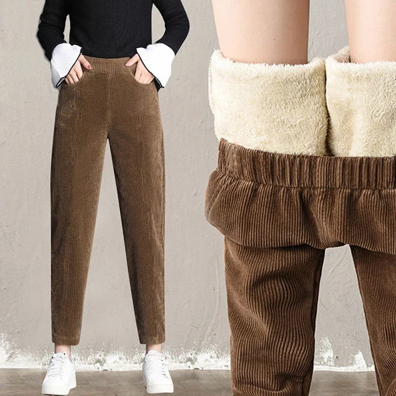 Plush Corduroy High Waist Harem Pants