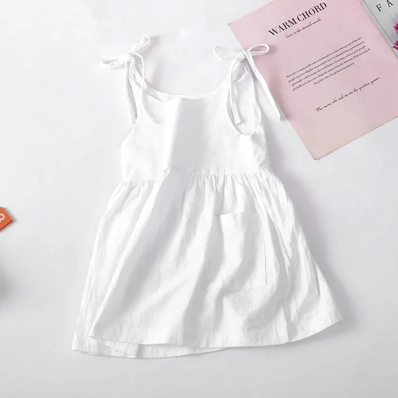 Summer Toddler Girl Solid Cotton Sleeveless Sundress Fashion Kids Dress