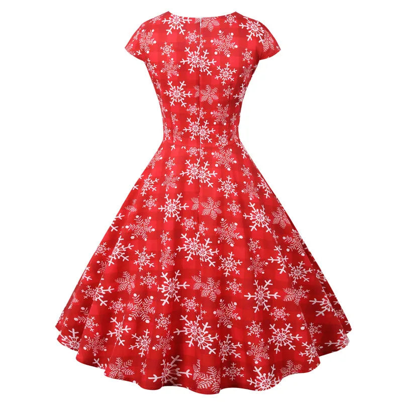 Elegant Christmas V-Neck High-Waist Vintage Party Sundress