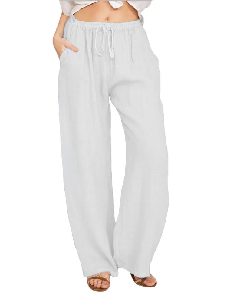 Casual Women's Loose Cotton Hemp Pants for Summer and Autumn