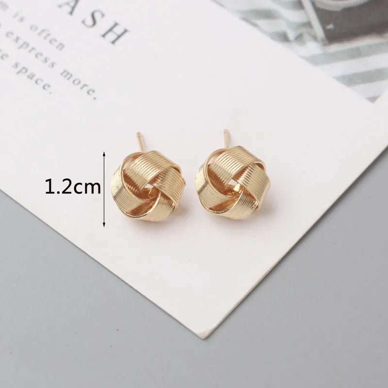 Tiny Gold Twist Round Stud Earrings