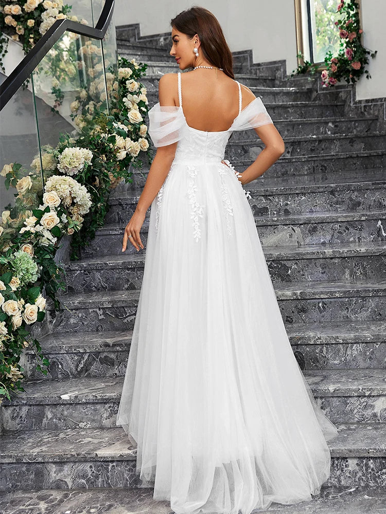 Elegant Off-Shoulder Lace Prom Dress