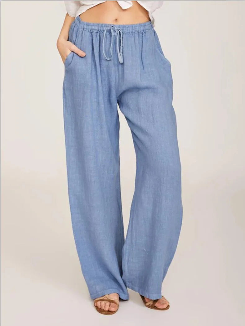 Casual Women's Loose Cotton Hemp Pants for Summer and Autumn