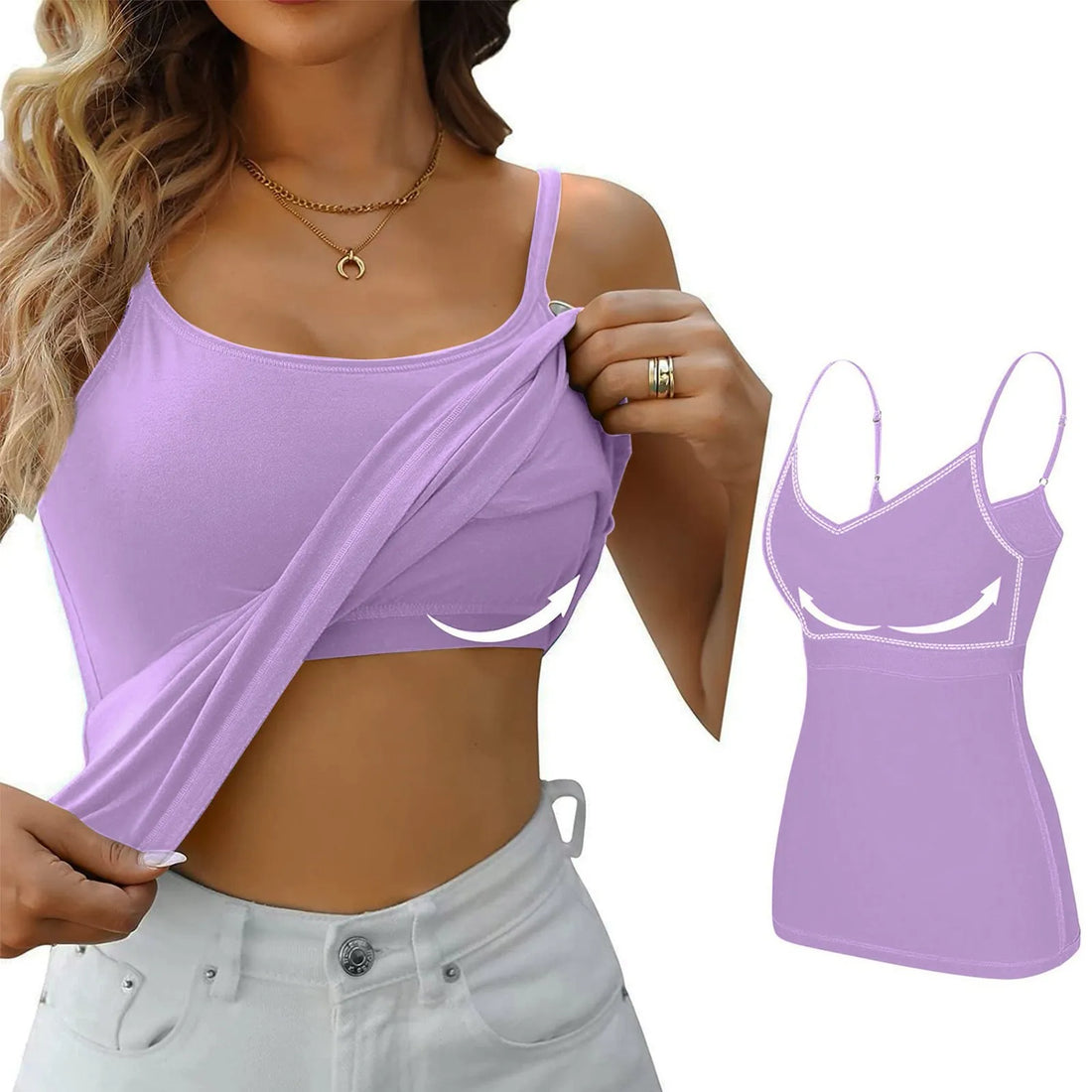 Padded Bra Tank Top Women’s Modal Spaghetti Cami Vest