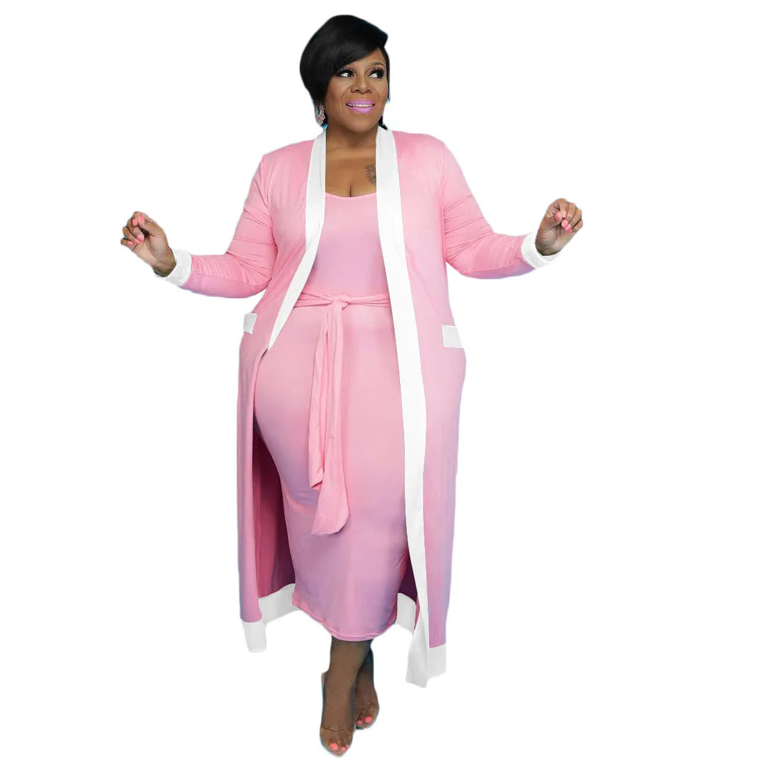 Plus Size Women’s Two-Piece Coat & Dress Set