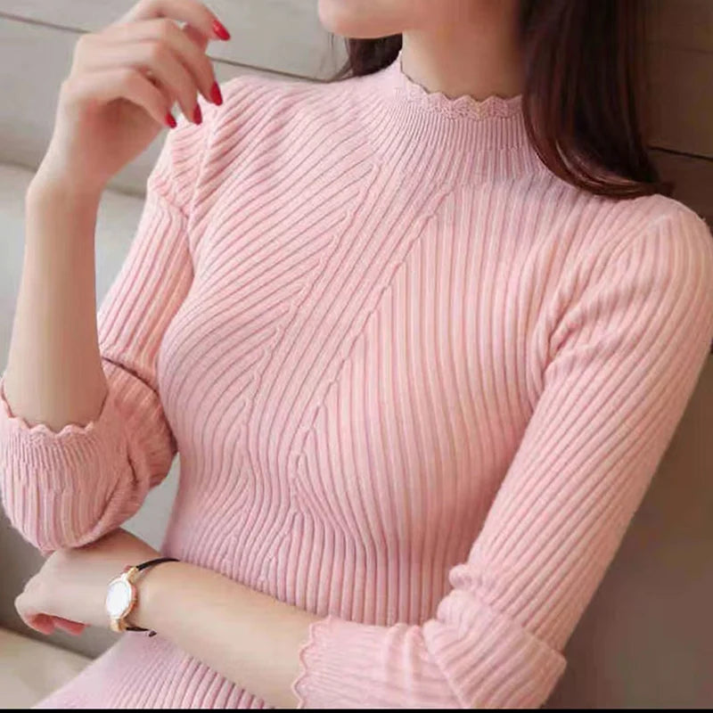 Women’s Mock Neck Ruffle Sweater