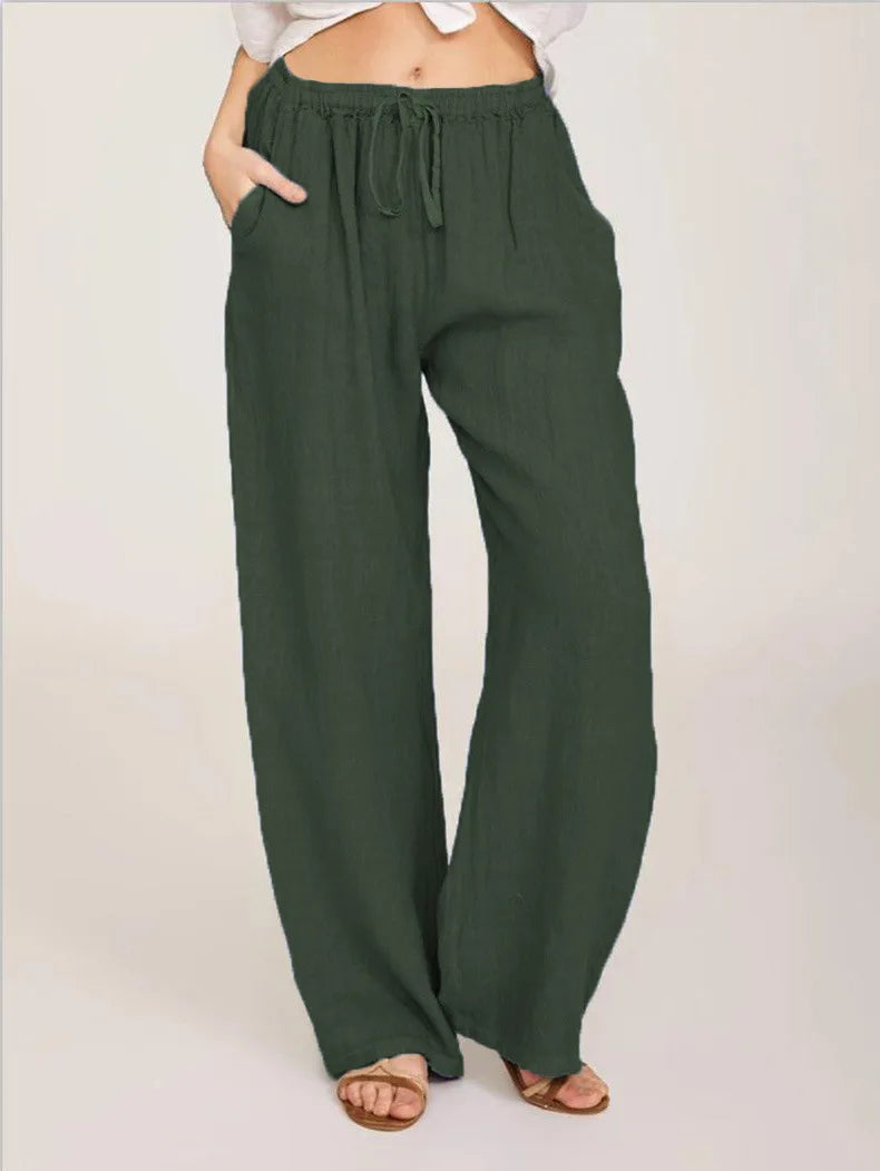 Casual Women's Loose Cotton Hemp Pants for Summer and Autumn