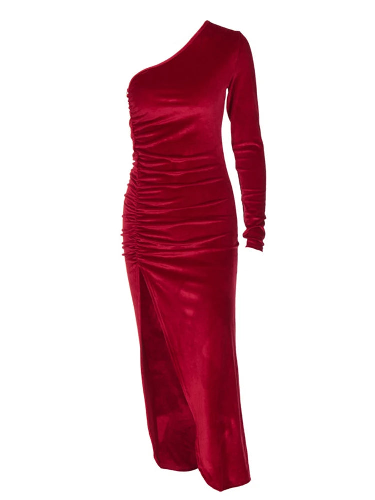 Elegant Velvet Bodycon Midi Dress