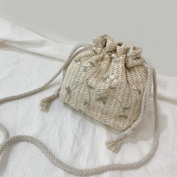 Summer Woven Drawstring Bag