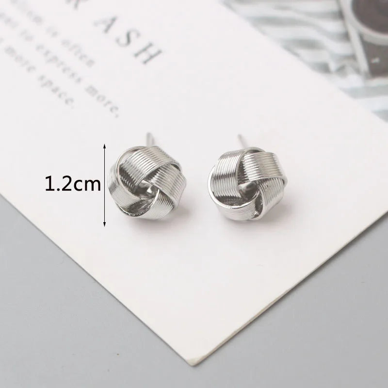 Tiny Gold Twist Round Stud Earrings