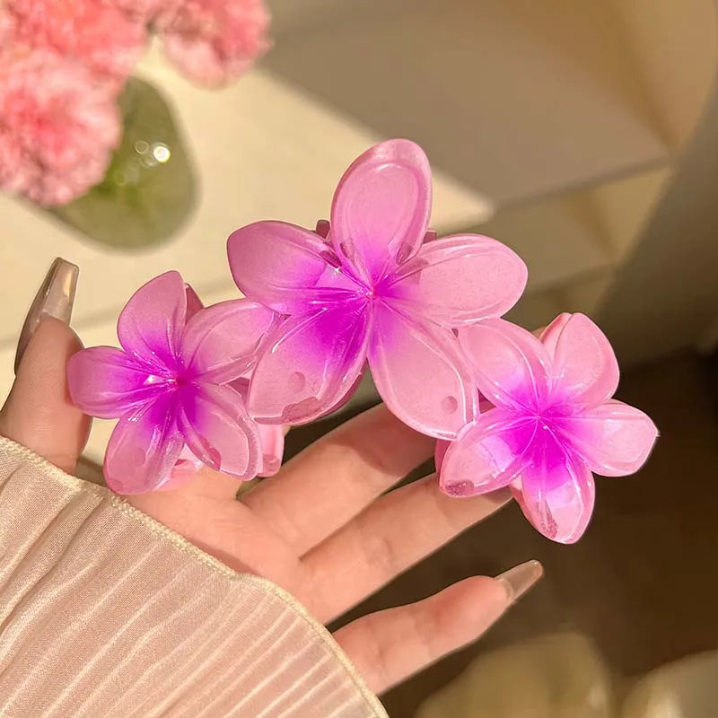 Gradient Flower Hair Claw Clips