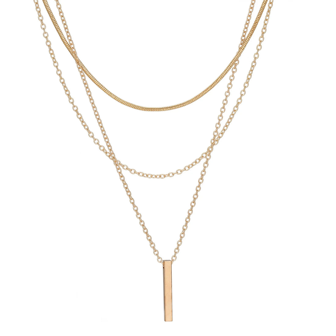 Multi-Layer Stacking Necklace Small Strip Pendant Clavicle Chain