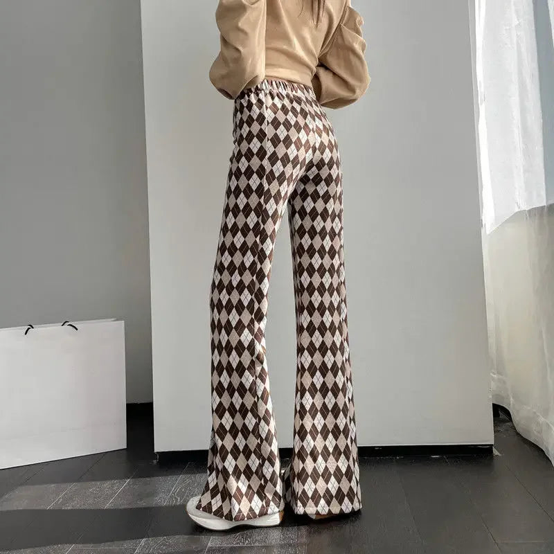 Plaid Flare High Waist Women’s Pants