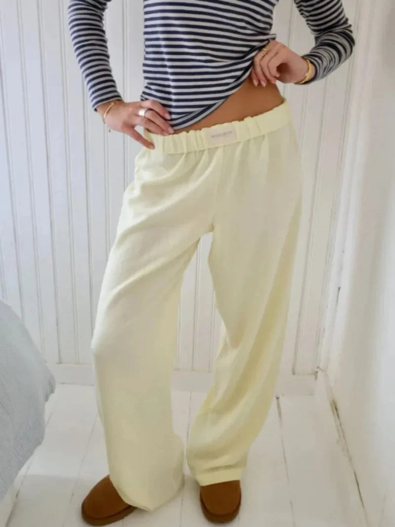 Loose Elastic Waist Cotton Striped Wide Leg Y2K Pants