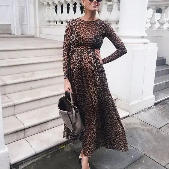 Elegant Long-Sleeve Maternity Dress